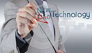 Businessman draws new technology as concept