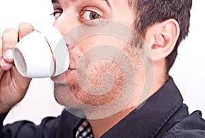 Businessman drinking coffee