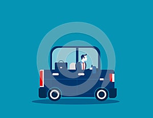 Businessman driving car. Concept business illustration. Vector b