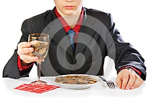 Businessman eating money