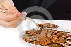 Businessman eating money