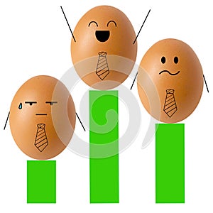 Businessman egg on bar graph , success concept