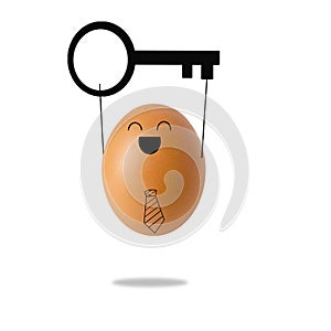 Businessman egg showing key to success