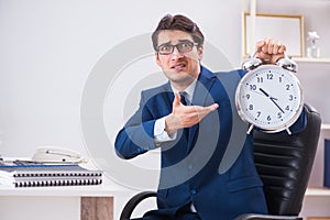 Businessman employee in urgency and deadline concept with alarm