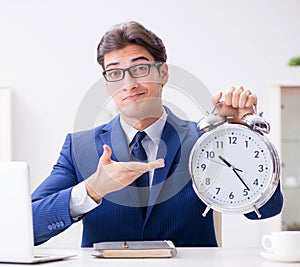 Businessman employee in urgency and deadline concept with alarm