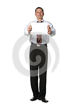 The businessman with the empty form of a paper