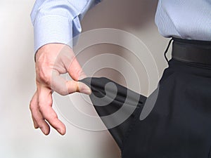 Businessman with empty pocket