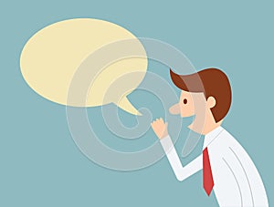 Businessman with a empty speech bubble, flat design