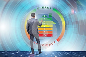 The businessman in energy efficiency concept