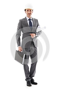 Businessman engineer in hardhat