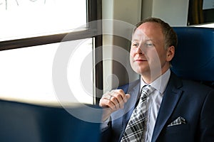 Businessman enjoying his train journey