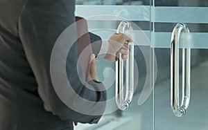 Businessman entering an office