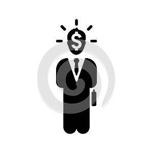 Businessman, enterprising, entrepreneur icon. Black vector graphics photo