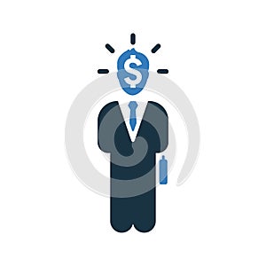 Businessman, enterprising, entrepreneur icon. Editable vector logo photo