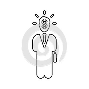 Businessman, enterprising, entrepreneur outline icon. Line art vector photo