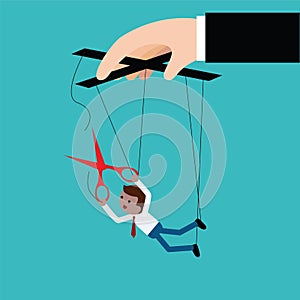 Businessman escaping a controlling boss