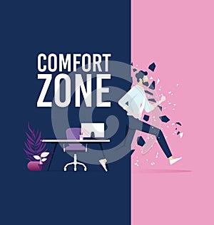 Businessman exit from comfort zone