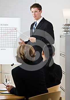 Businessman explaining chart