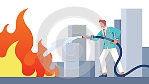 Businessman Extinguishing Fire