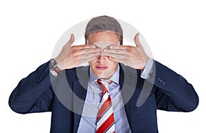 Businessman with eyes closed