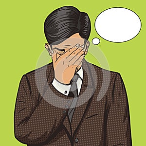 Businessman with facepalm gesture pop art vector