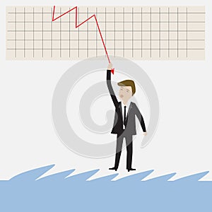 Businessman falling on the chart. need to rescue from economic c