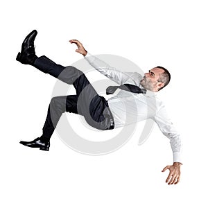 Businessman falling down isolated