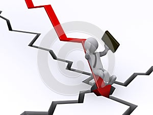 Businessman falling from graph