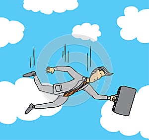 Businessman falling from the sky