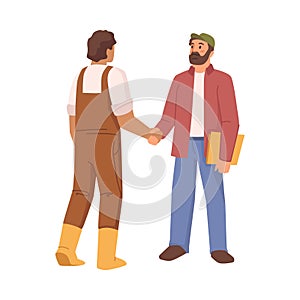 Businessman and farmer shaking hands vector