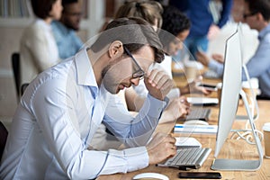 Businessman feels desperate having serious problem at work