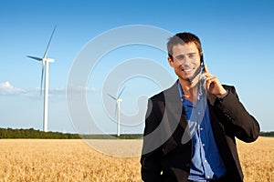 Businessman in a field