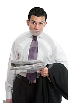 Businessman with financial news