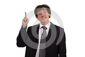 Businessman with finger point up