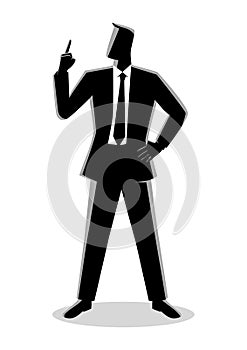 Businessman with a finger pointed up