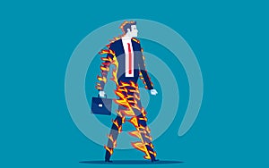 Businessman on fire. Business vector illustration concept