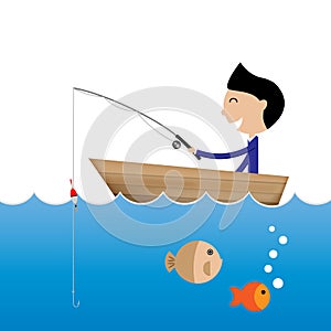 Businessman fishing without bait business concept