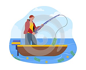 Businessman fishing vector concept