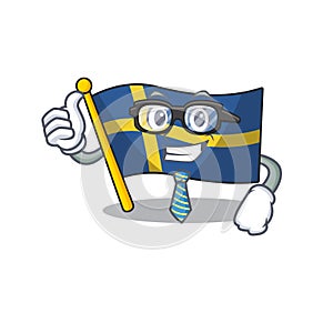 Businessman flag sweden isolated in the cartoon