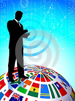 Businessman with Flags Globe