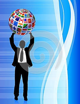 Businessman with Flags Globe