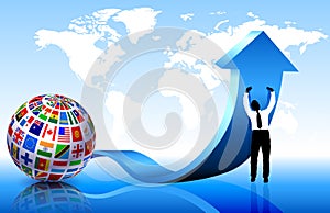 Businessman with Flags Globe