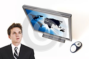 Businessman and flat screen