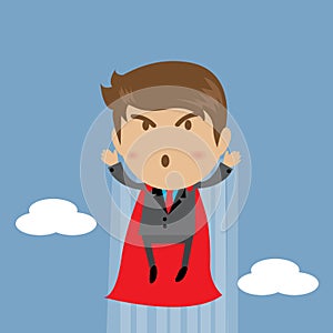 Businessman flying, Character as a superhero flying, Business concept