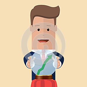 Businessman foresees successful future. Businessman predict the future, forecast for business.Vector illustration