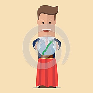 Businessman foresees successful future. Businessman predict the future, forecast for business.Vector illustration