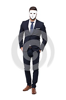Businessman in formal wear and mask isolated