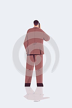businessman in formal wear standing back to camera rear view of elegant business man posing male cartoon character
