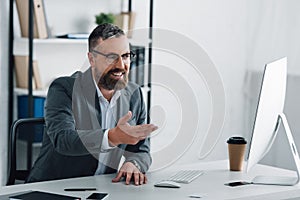 Businessman in formal wear talking in