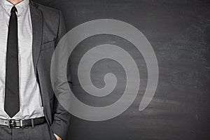 Businessman Front of Blackboard